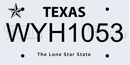 WYH1053 Texas License Plate