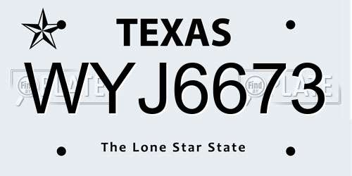 WYJ6673 Texas License Plate