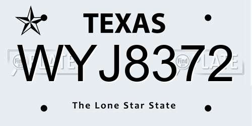 WYJ8372 Texas License Plate
