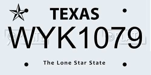 WYK1079 Texas License Plate