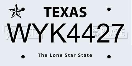 WYK4427 Texas License Plate