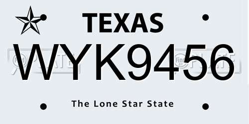 WYK9456 Texas License Plate