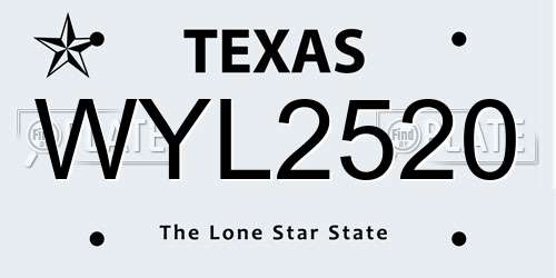 WYL2520 Texas License Plate