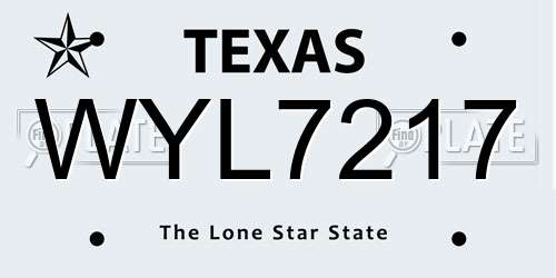 WYL7217 Texas License Plate