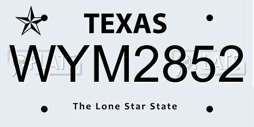 WYM2852 Texas License Plate