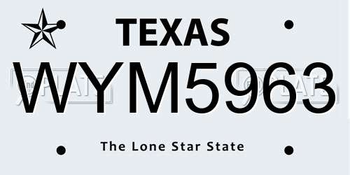 WYM5963 Texas License Plate