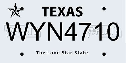 WYN4710 Texas License Plate