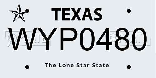 WYP0480 Texas License Plate