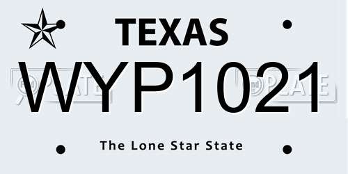 WYP1021 Texas License Plate