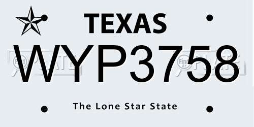 WYP3758 Texas License Plate