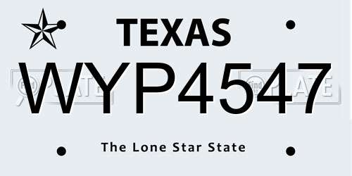 WYP4547 Texas License Plate