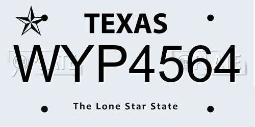 WYP4564 Texas License Plate