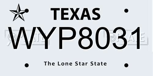 WYP8031 Texas License Plate