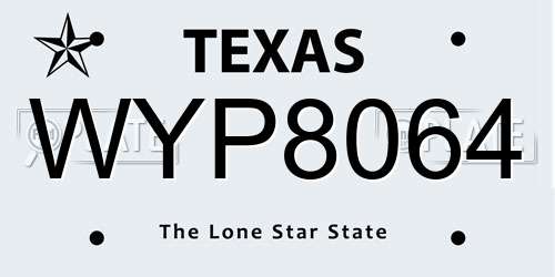 WYP8064 Texas License Plate