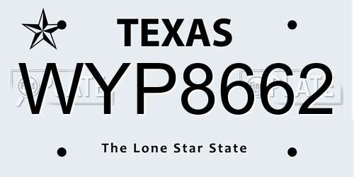 WYP8662 Texas License Plate