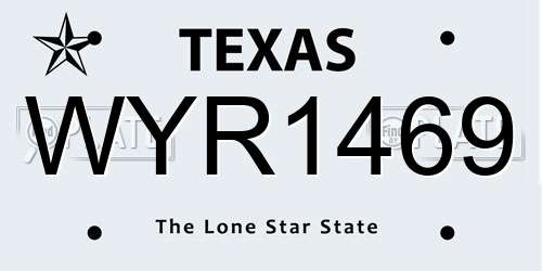 WYR1469 Texas License Plate
