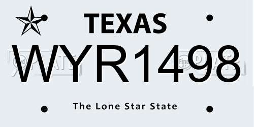 WYR1498 Texas License Plate