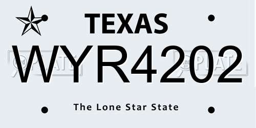 WYR4202 Texas License Plate