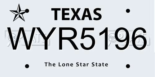 WYR5196 Texas License Plate