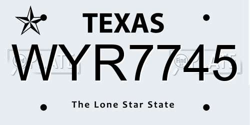 WYR7745 Texas License Plate