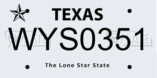 WYS0351 license plate in TX state