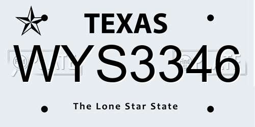 WYS3346 Texas License Plate