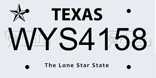 WYS4158 Texas License Plate
