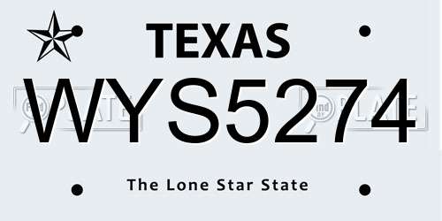 WYS5274 Texas License Plate