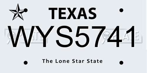 WYS5741 Texas License Plate