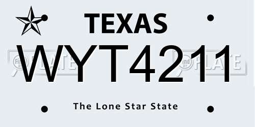 WYT4211 Texas License Plate