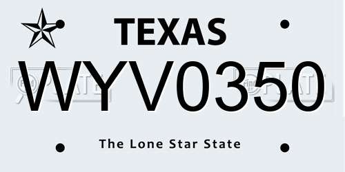WYV0350 Texas License Plate