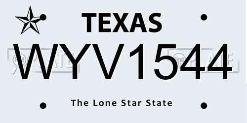 WYV1544 Texas License Plate
