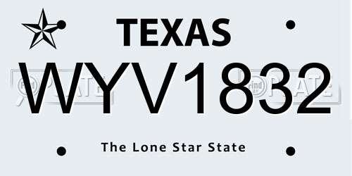WYV1832 Texas License Plate