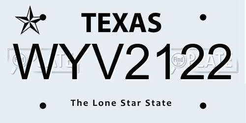 WYV2122 Texas License Plate