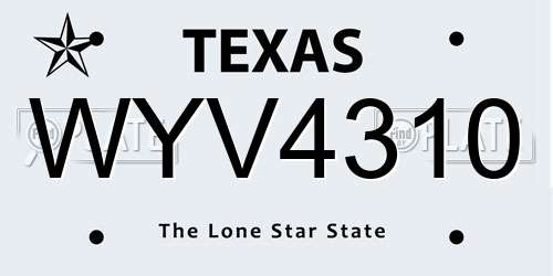 WYV4310 Texas License Plate