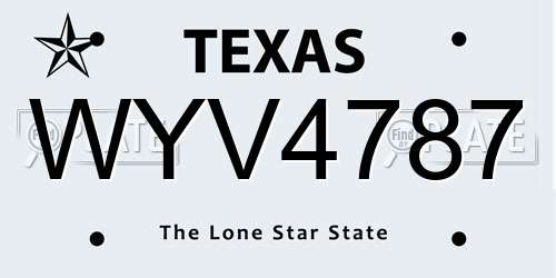 WYV4787 Texas License Plate
