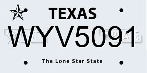 WYV5091 Texas License Plate