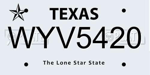 WYV5420 Texas License Plate