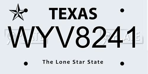 WYV8241 Texas License Plate