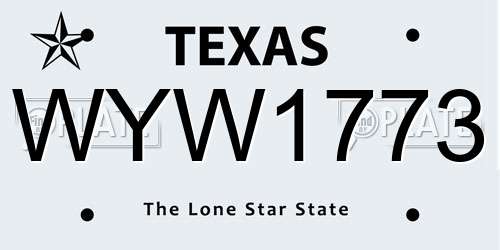 WYW1773 Texas License Plate