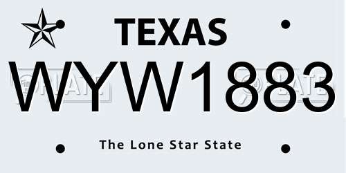WYW1883 Texas License Plate