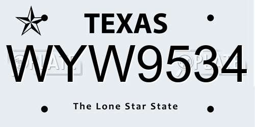 WYW9534 Texas License Plate