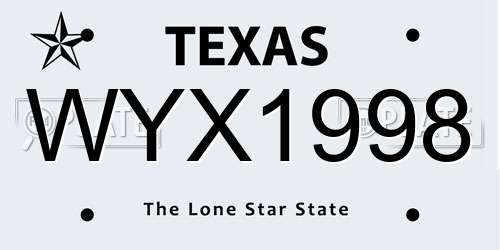 WYX1998 Texas License Plate