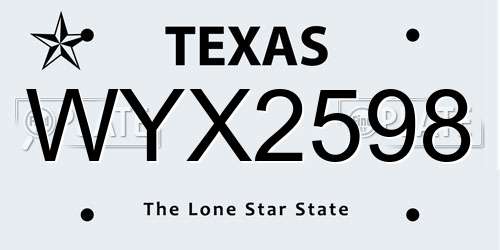 WYX2598 Texas License Plate