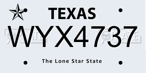 WYX4737 Texas License Plate