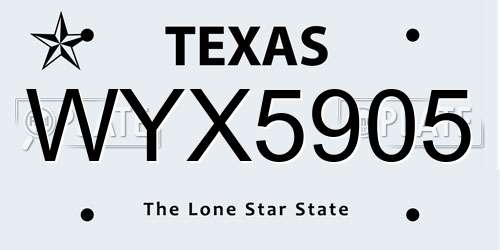 WYX5905 Texas License Plate