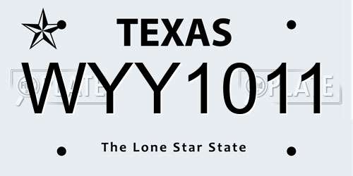 WYY1011 Texas License Plate