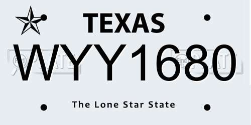WYY1680 Texas License Plate