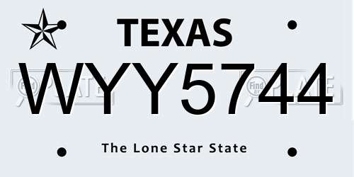 WYY5744 Texas License Plate
