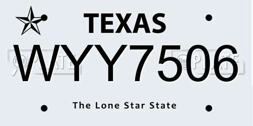 WYY7506 Texas License Plate